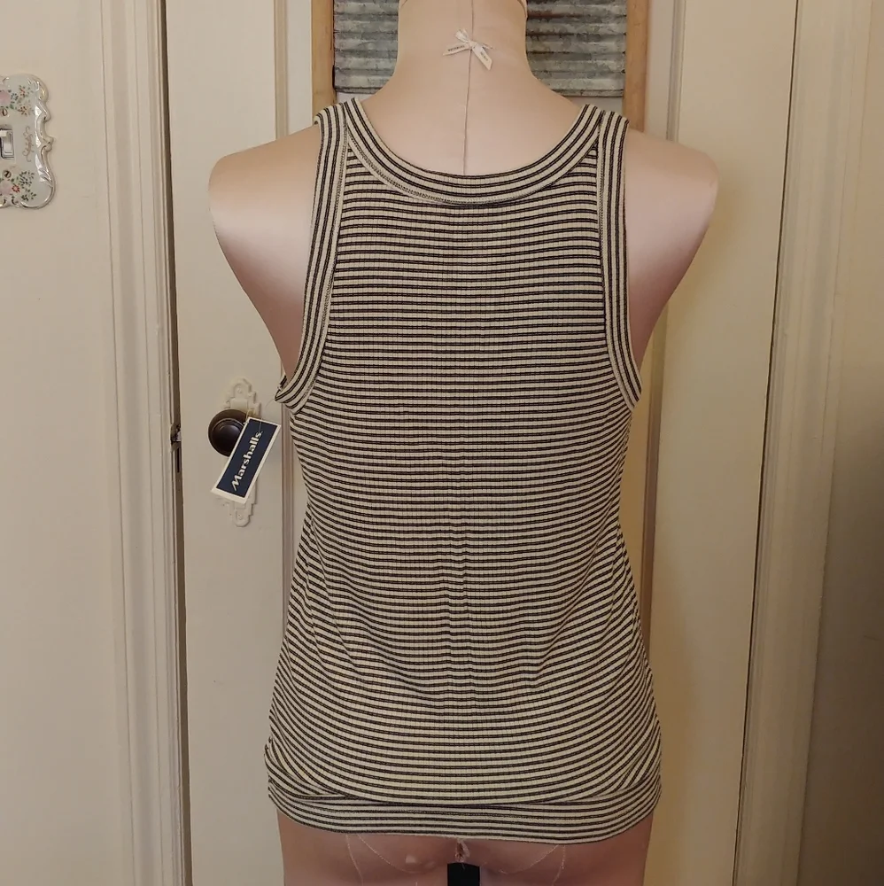 American Eagle Ribbed Tank Top Striped Soft and Sexy Shirt - Picture 2 of 6